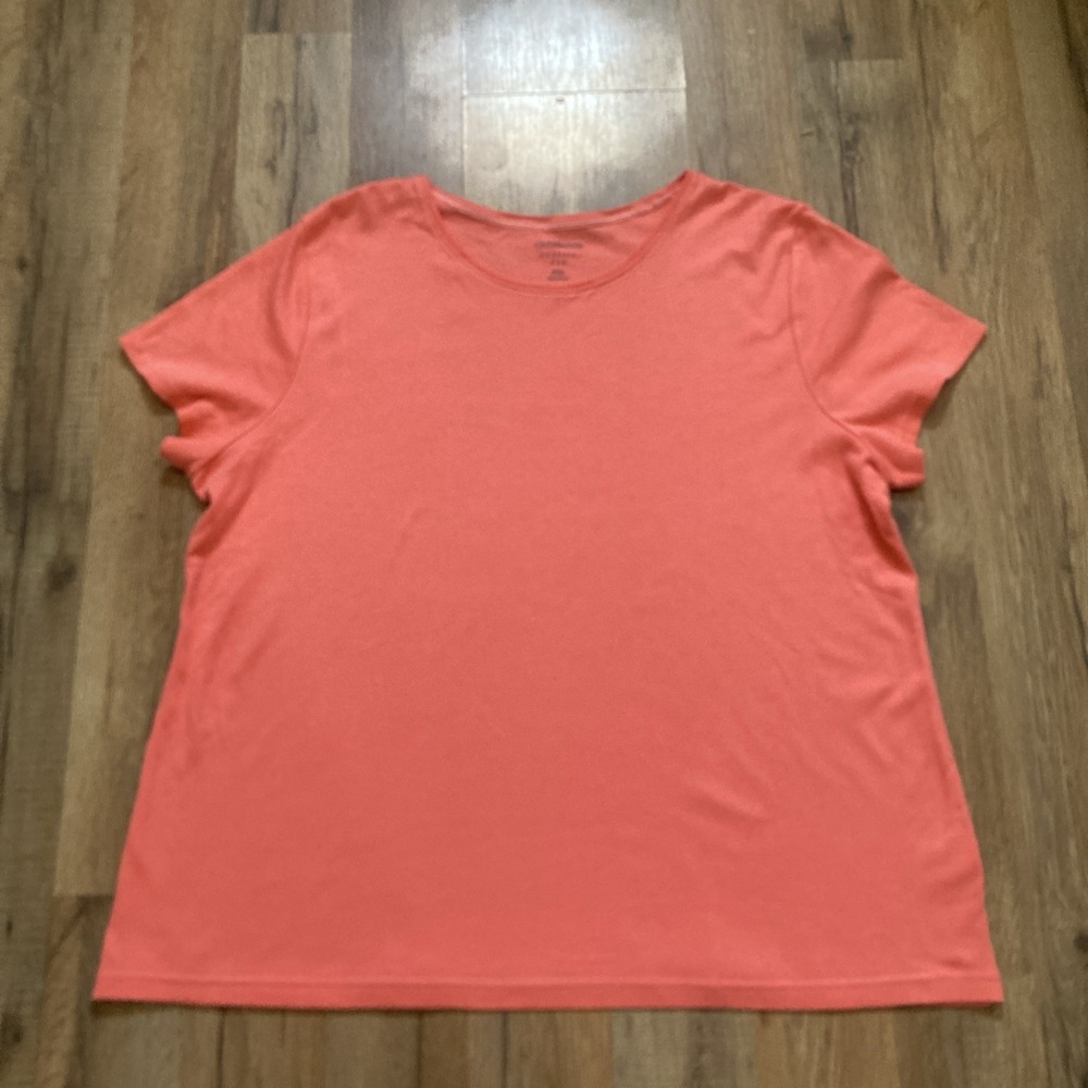 Womens Croft & Barrow XXL Pink T-Shirt Short Sleeve Soft Cotton Stretch Bright
